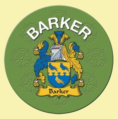 Image 0 of Barker Coat of Arms Cork Round English Family Name Coasters Set of 2