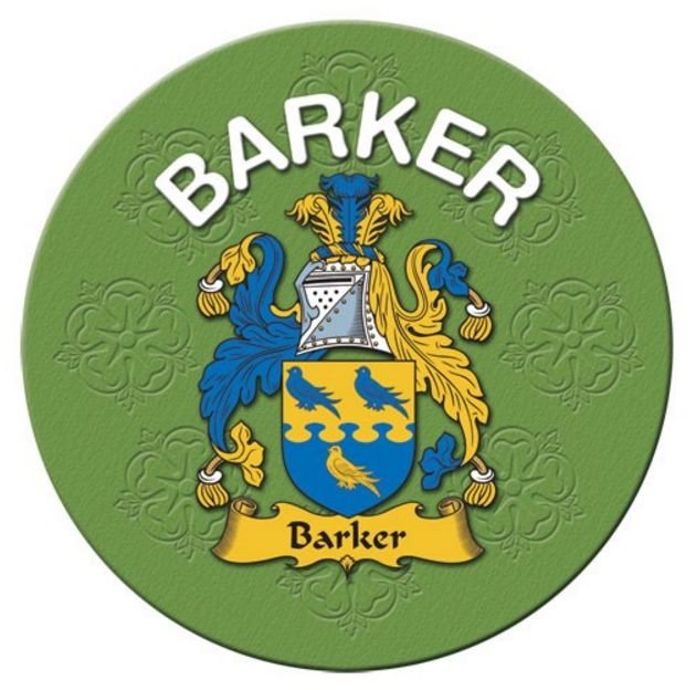 Image 1 of Barker Coat of Arms Cork Round English Family Name Coasters Set of 2