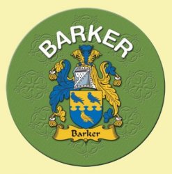 Barker Coat of Arms Cork Round English Family Name Coasters Set of 2