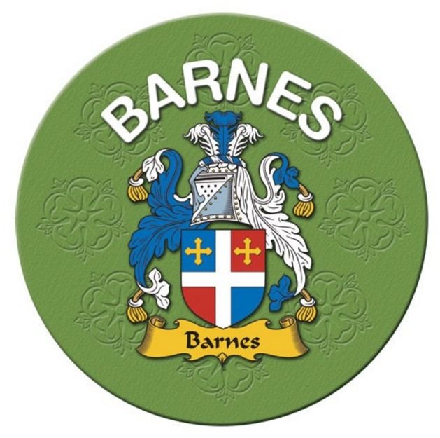 Image 1 of Barnes Coat of Arms Cork Round English Family Name Coasters Set of 2