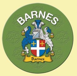 Barnes Coat of Arms Cork Round English Family Name Coasters Set of 2