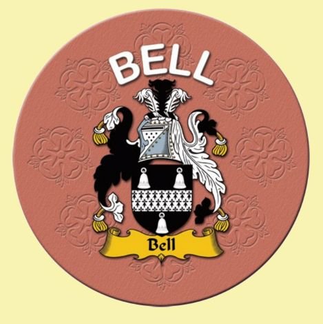 Image 0 of Bell Coat of Arms Cork Round English Family Name Coasters Set of 2