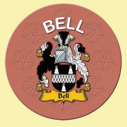 Bell Coat of Arms Cork Round English Family Name Coasters Set of 2