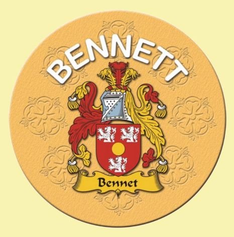 Image 0 of Bennett Coat of Arms Cork Round English Family Name Coasters Set of 2