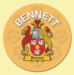 Bennett Coat of Arms Cork Round English Family Name Coasters Set of 2