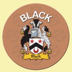 Black Coat of Arms Cork Round English Family Name Coasters Set of 2
