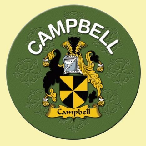 Image 0 of Campbell Coat of Arms Cork Round English Family Name Coasters Set of 2