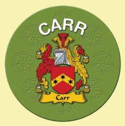 Carr Coat of Arms Cork Round English Family Name Coasters Set of 2