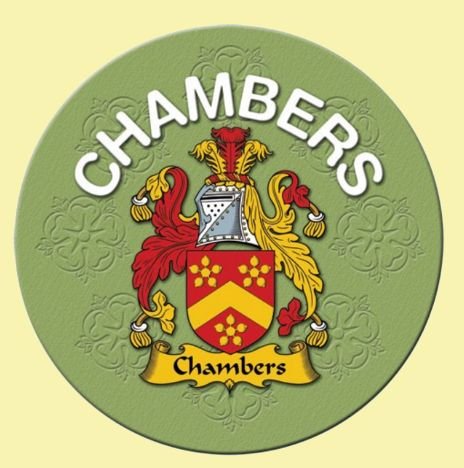 Image 0 of Chambers Coat of Arms Cork Round English Family Name Coasters Set of 2