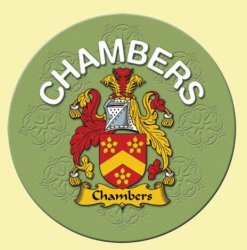 Chambers Coat of Arms Cork Round English Family Name Coasters Set of 2