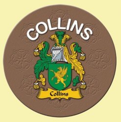 Collins Coat of Arms Cork Round English Family Name Coasters Set of 10