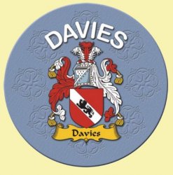 Davies Coat of Arms Cork Round English Family Name Coasters Set of 2