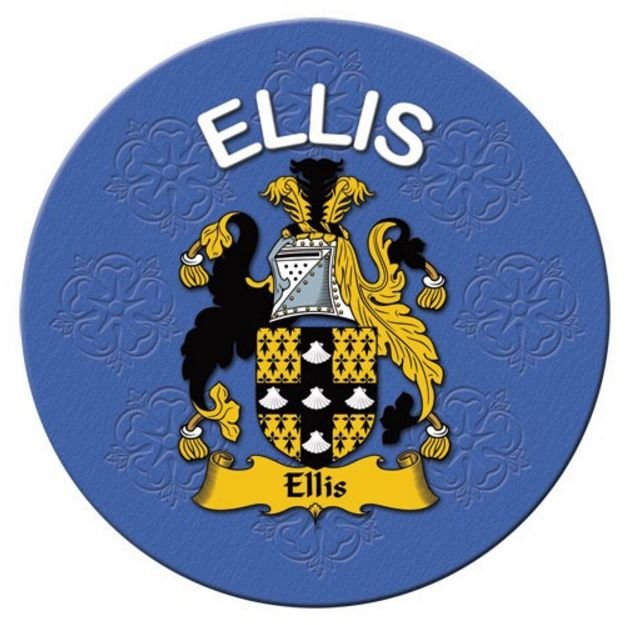 Image 1 of Ellis Coat of Arms Cork Round English Family Name Coasters Set of 10