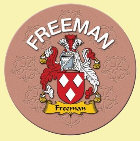 Image 0 of Freeman Coat of Arms Cork Round English Family Name Coasters Set of 2