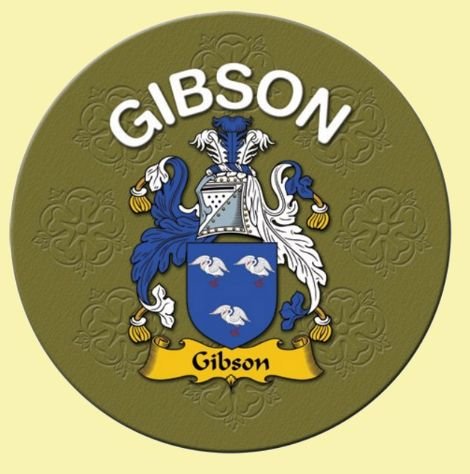 Image 0 of Gibson Coat of Arms Cork Round English Family Name Coasters Set of 2