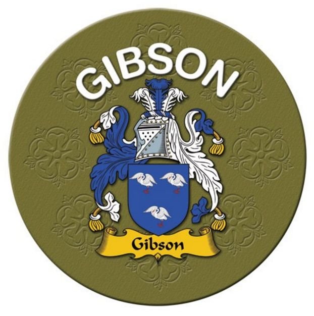 Image 1 of Gibson Coat of Arms Cork Round English Family Name Coasters Set of 10