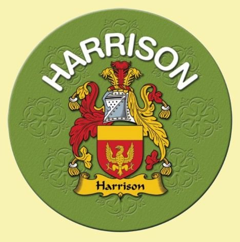 Image 0 of Harrison Coat of Arms Cork Round English Family Name Coasters Set of 4