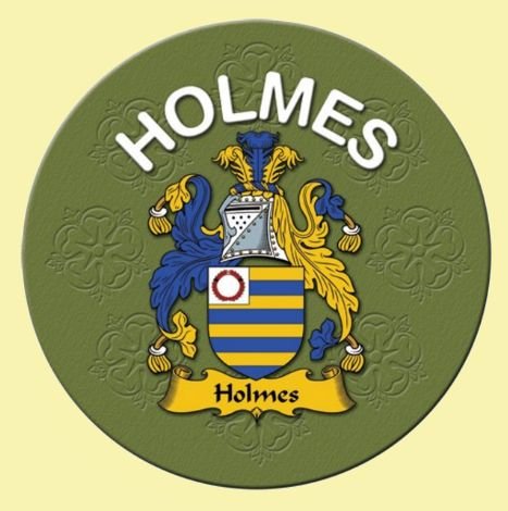 Image 0 of Holmes Coat of Arms Cork Round English Family Name Coasters Set of 2