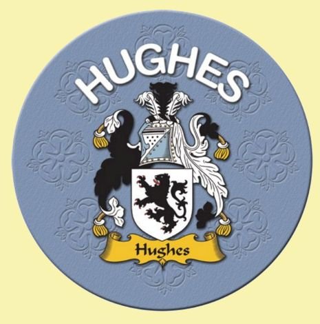 Image 0 of Hughes Coat of Arms Cork Round English Family Name Coasters Set of 4