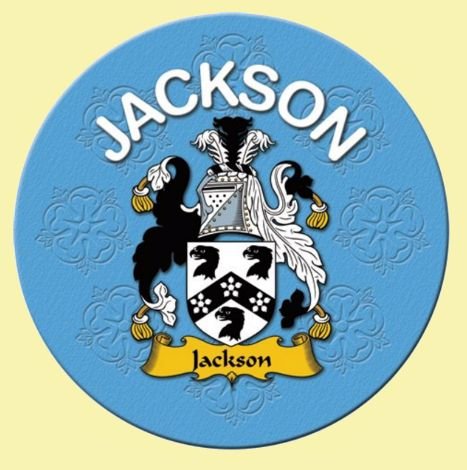 Image 0 of Jackson Coat of Arms Cork Round English Family Name Coasters Set of 2