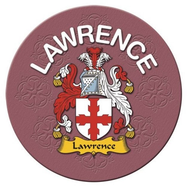 Image 1 of Lawrence Coat of Arms Cork Round English Family Name Coasters Set of 4