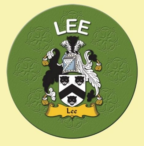 Image 0 of Lee Coat of Arms Cork Round English Family Name Coasters Set of 10