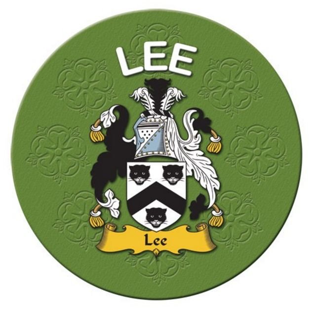 Image 1 of Lee Coat of Arms Cork Round English Family Name Coasters Set of 10