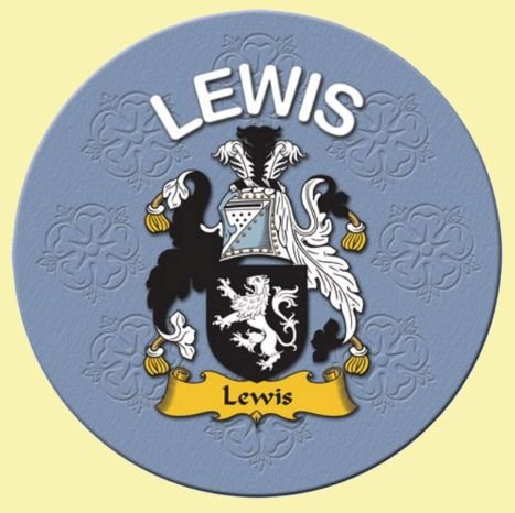 Image 0 of Lewis Coat of Arms Cork Round English Family Name Coasters Set of 2