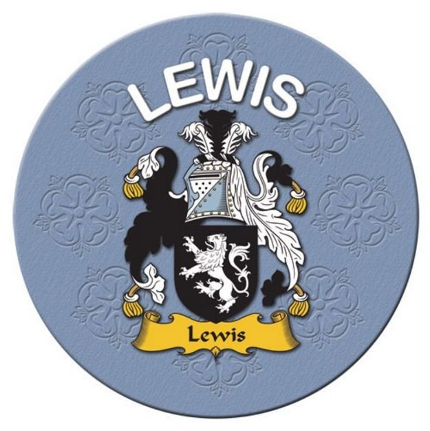 Image 1 of Lewis Coat of Arms Cork Round English Family Name Coasters Set of 2