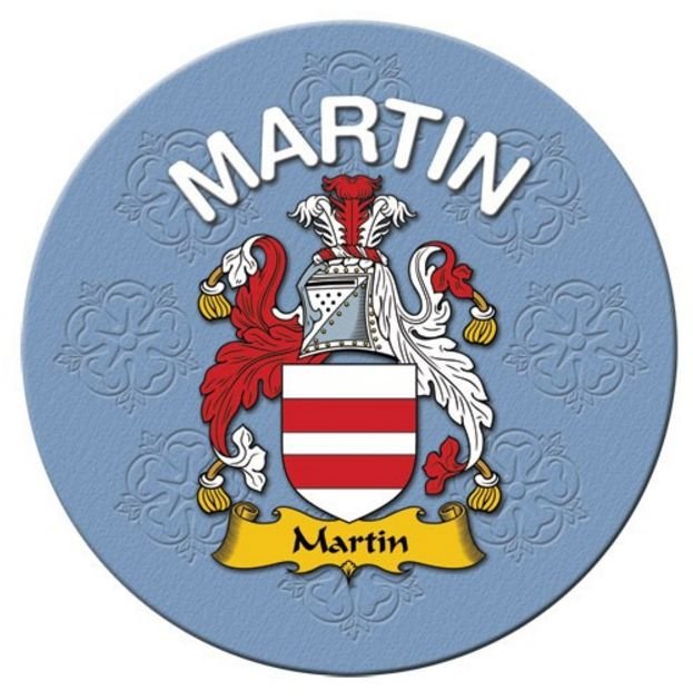 Image 1 of Martin Coat of Arms Cork Round English Family Name Coasters Set of 2