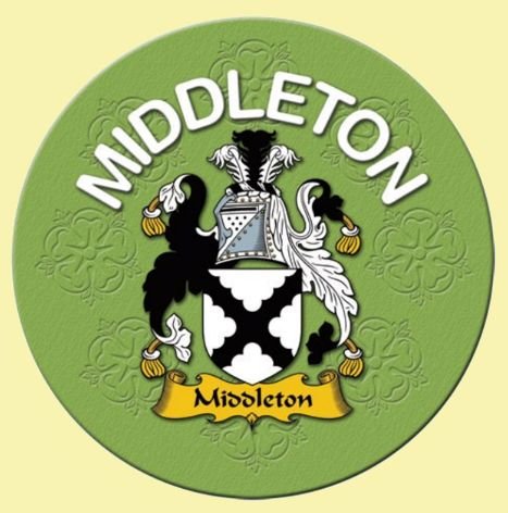 Image 0 of Middleton Coat of Arms Cork Round English Family Name Coasters Set of 2