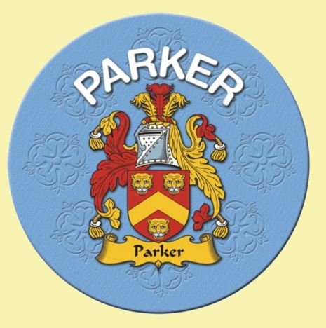 Image 0 of Parker Coat of Arms Cork Round English Family Name Coasters Set of 2