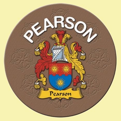 Image 0 of Pearson Coat of Arms Cork Round English Family Name Coasters Set of 2