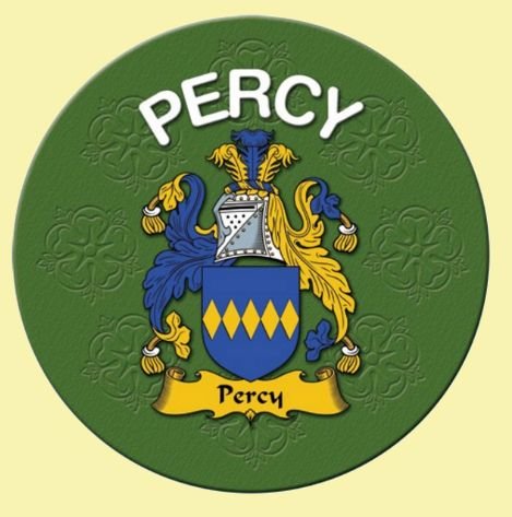 Image 0 of Percy Coat of Arms Cork Round English Family Name Coasters Set of 2