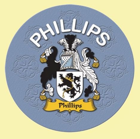 Image 0 of Phillips Coat of Arms Cork Round English Family Name Coasters Set of 2