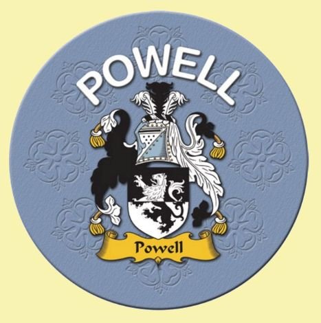 Image 0 of Powell Coat of Arms Cork Round English Family Name Coasters Set of 10