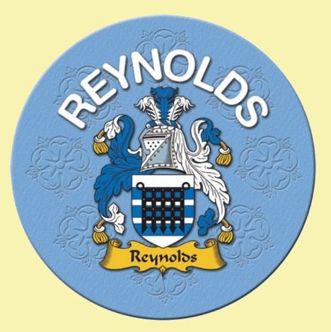 Image 0 of Reynolds Coat of Arms Cork Round English Family Name Coasters Set of 2