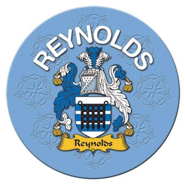 Image 1 of Reynolds Coat of Arms Cork Round English Family Name Coasters Set of 2