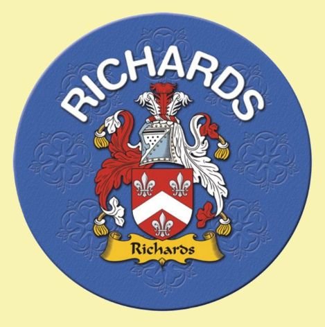 Image 0 of Richards Coat of Arms Cork Round English Family Name Coasters Set of 2