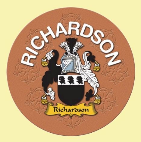 Image 0 of Richardson Coat of Arms Cork Round English Family Name Coasters Set of 4