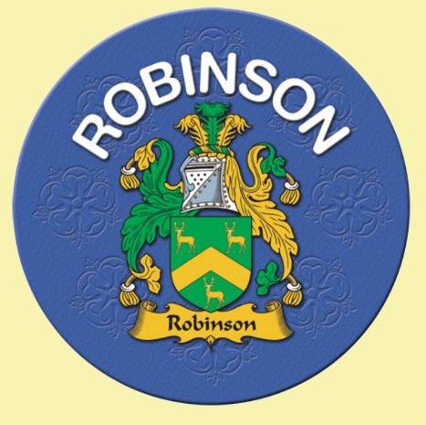 Image 0 of Robinson Coat of Arms Cork Round English Family Name Coasters Set of 2
