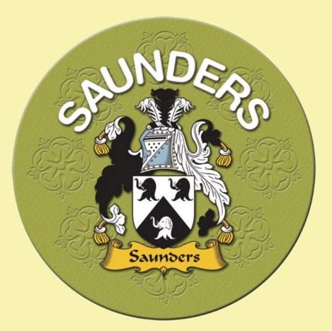 Image 0 of Saunders Coat of Arms Cork Round English Family Name Coasters Set of 2