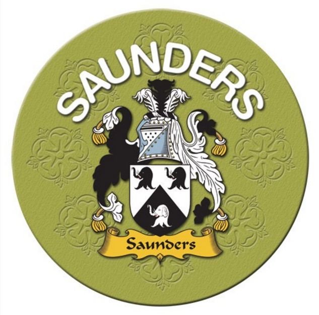 Image 1 of Saunders Coat of Arms Cork Round English Family Name Coasters Set of 2