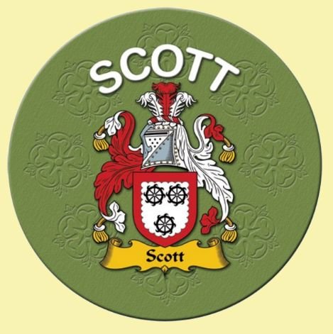 Image 0 of Scott Coat of Arms Cork Round English Family Name Coasters Set of 2