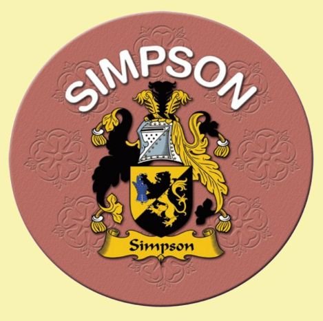 Image 0 of Simpson Coat of Arms Cork Round English Family Name Coasters Set of 4