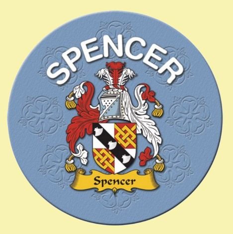 Image 0 of Spencer Coat of Arms Cork Round English Family Name Coasters Set of 2