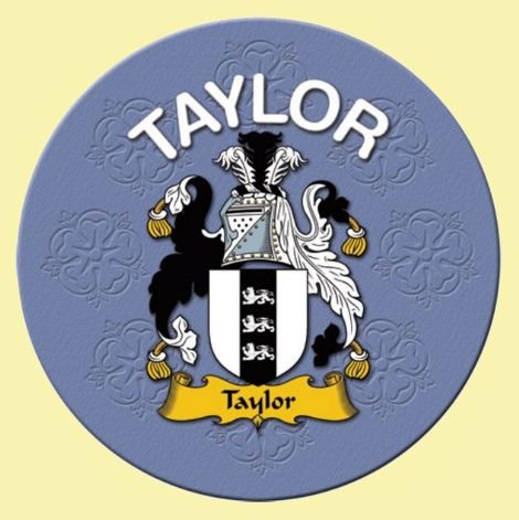 Image 0 of Taylor Coat of Arms Cork Round English Family Name Coasters Set of 4