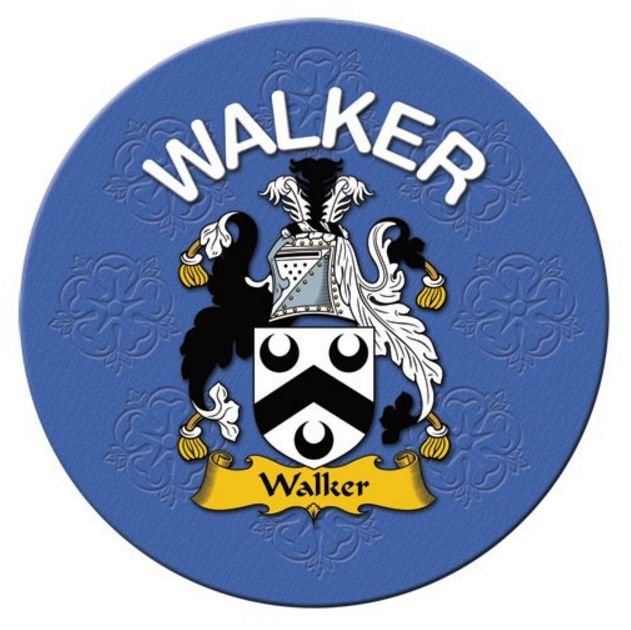 Image 1 of Walker Coat of Arms Cork Round English Family Name Coasters Set of 2