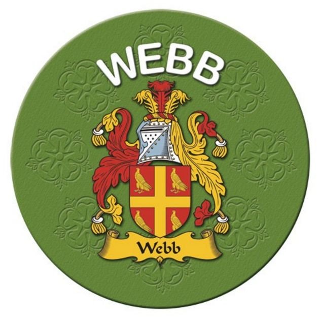 Image 1 of Webb Coat of Arms Cork Round English Family Name Coasters Set of 2