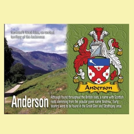 Image 0 of Anderson Coat of Arms English Family Name Fridge Magnets Set of 4